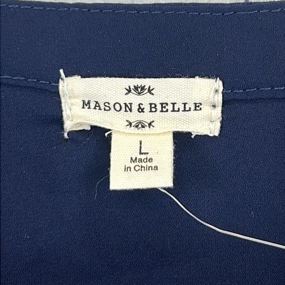 Mason & Belle Women’s Top / Blouse Sz L Navy Semi-sheer w/Lining Polyester NWT - Picture 3 of 13